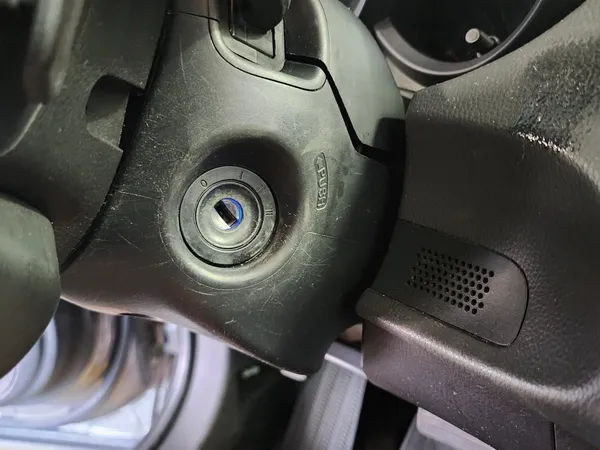 Car steering column with ignition removed