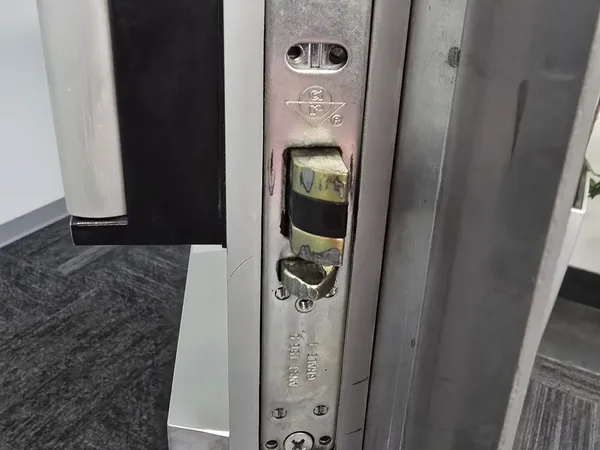 Commercial multipoint mortise lock installed