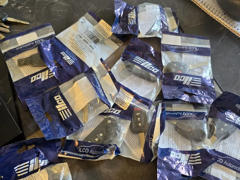 ILCO automotive key fob shells in their packaging