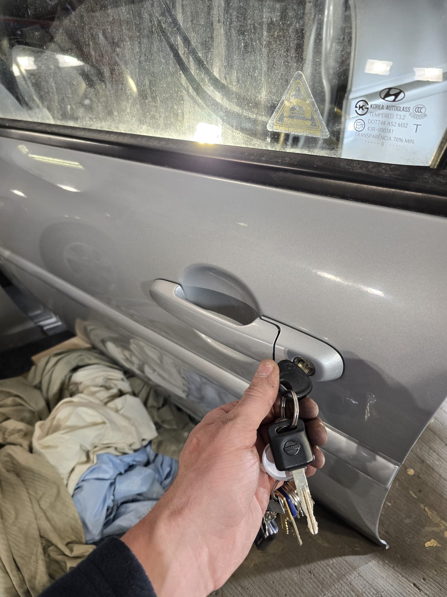 Hyundai car key at the door handle