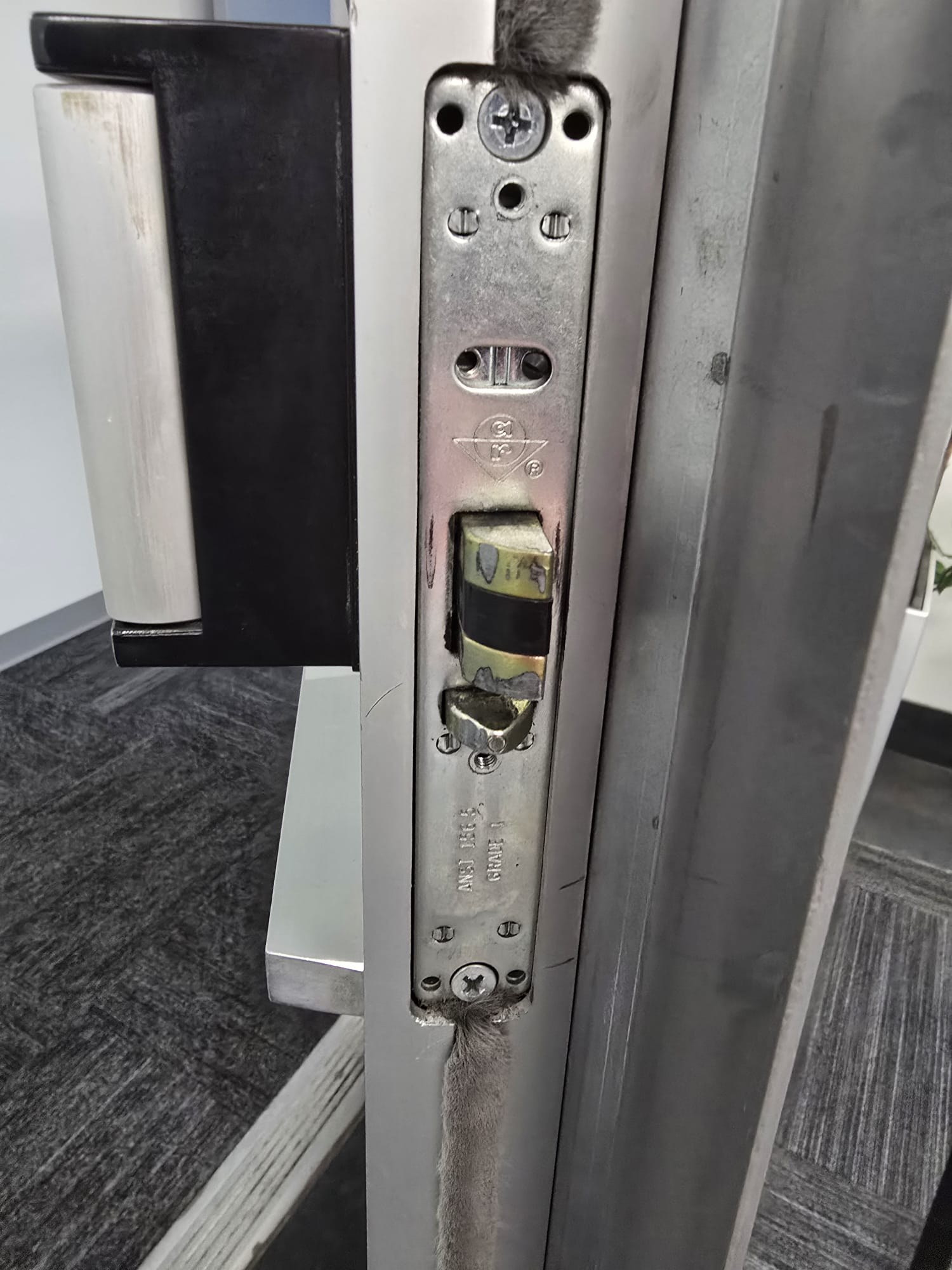 Commercial multipoint mortise lock installed